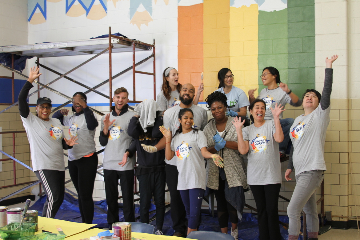 Emory Cares team paints mural